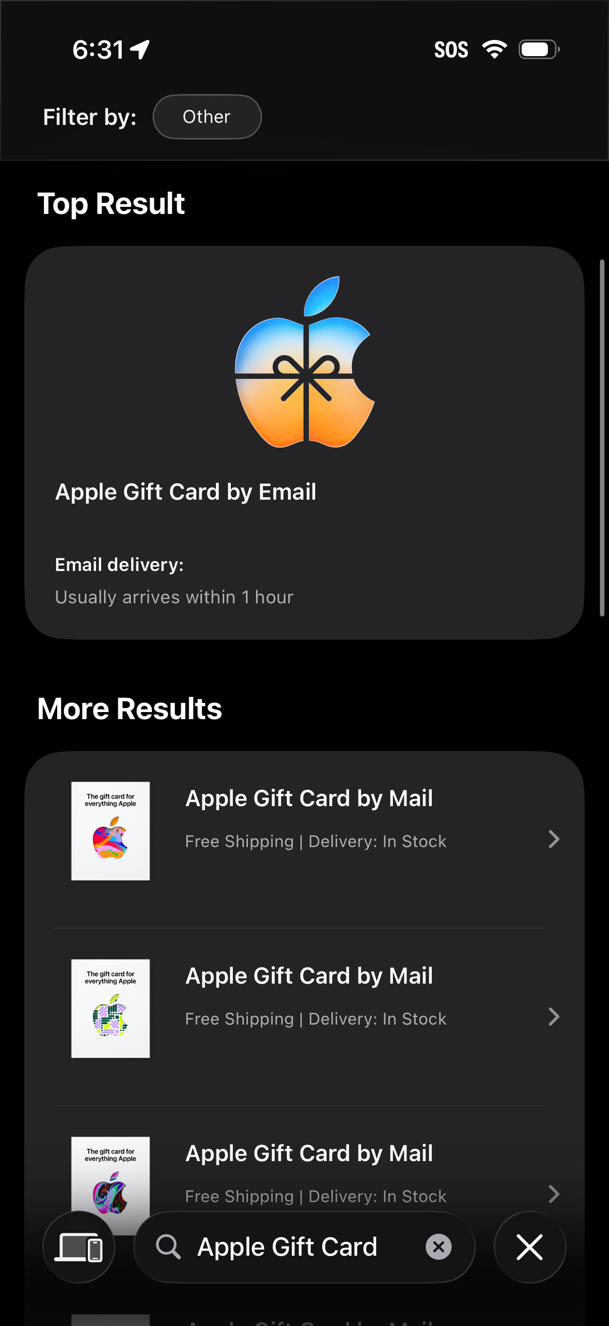 apple-store search screenshot